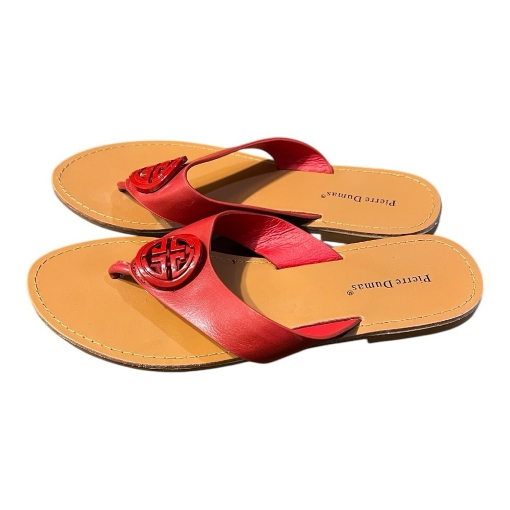 Pierre Dumas Red Leather Thong Tami-2 Sandals Size 7M
